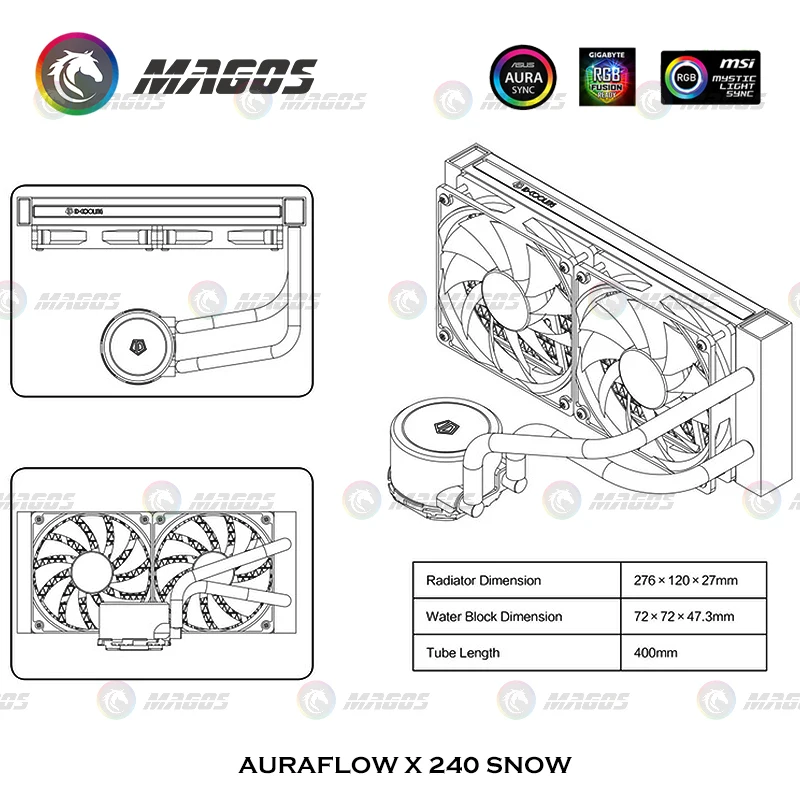 AIO CPU Water Cooler,2x120mm R - Cpu Water Cooler 240Mm Rgb recension och pris